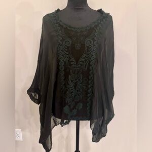 Elegant Black Sheer Women's Top ~ Italy with Dolman Sleeves